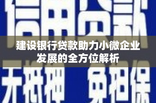 安塞建设银行贷款助力小微企业发展的全方位解析